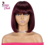 Straight Brazilian Colored Short Human Hair Bob Wigs Sassy Chick Logo