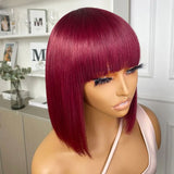 Burgundy Straight Brazilian Colored Short Human Hair Bob Wigs