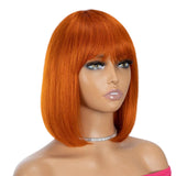 Orange Straight Brazilian Colored Short Human Hair Bob Wigs