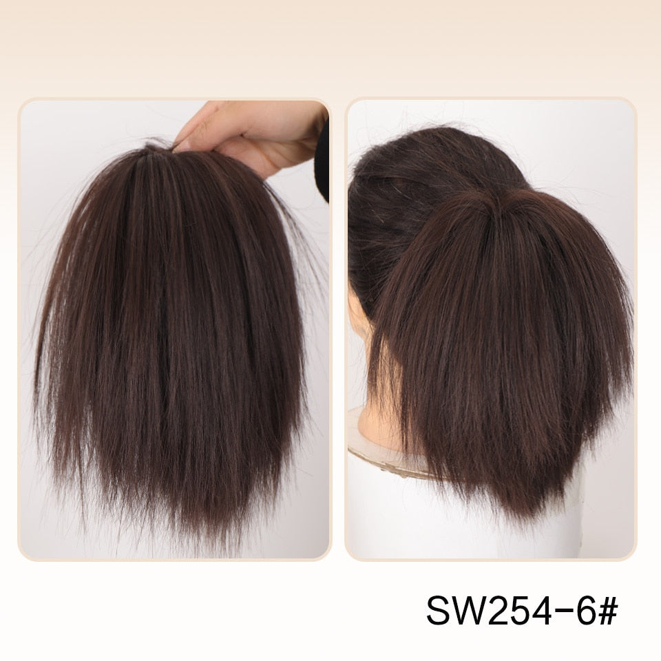 Brown Straight Hair Bun Extension