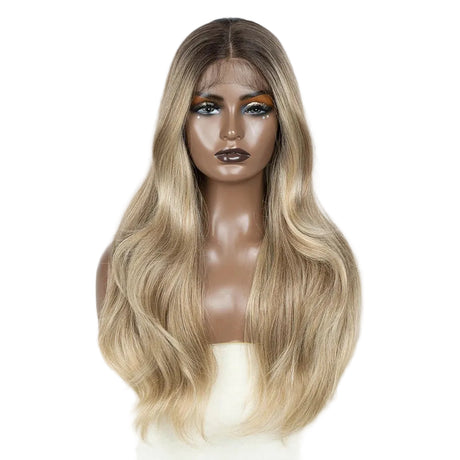 Blonde Straight Lace Wig With Baby Hair Synthetic Lace Front Wigs