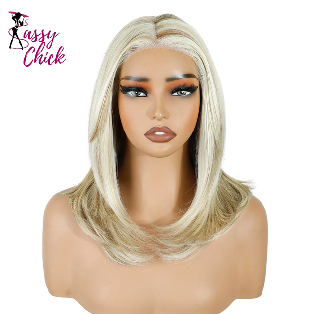 Straight Layered 13X3 Free Part Bob Synthetic Lace Wigs Sassy Chick Logo