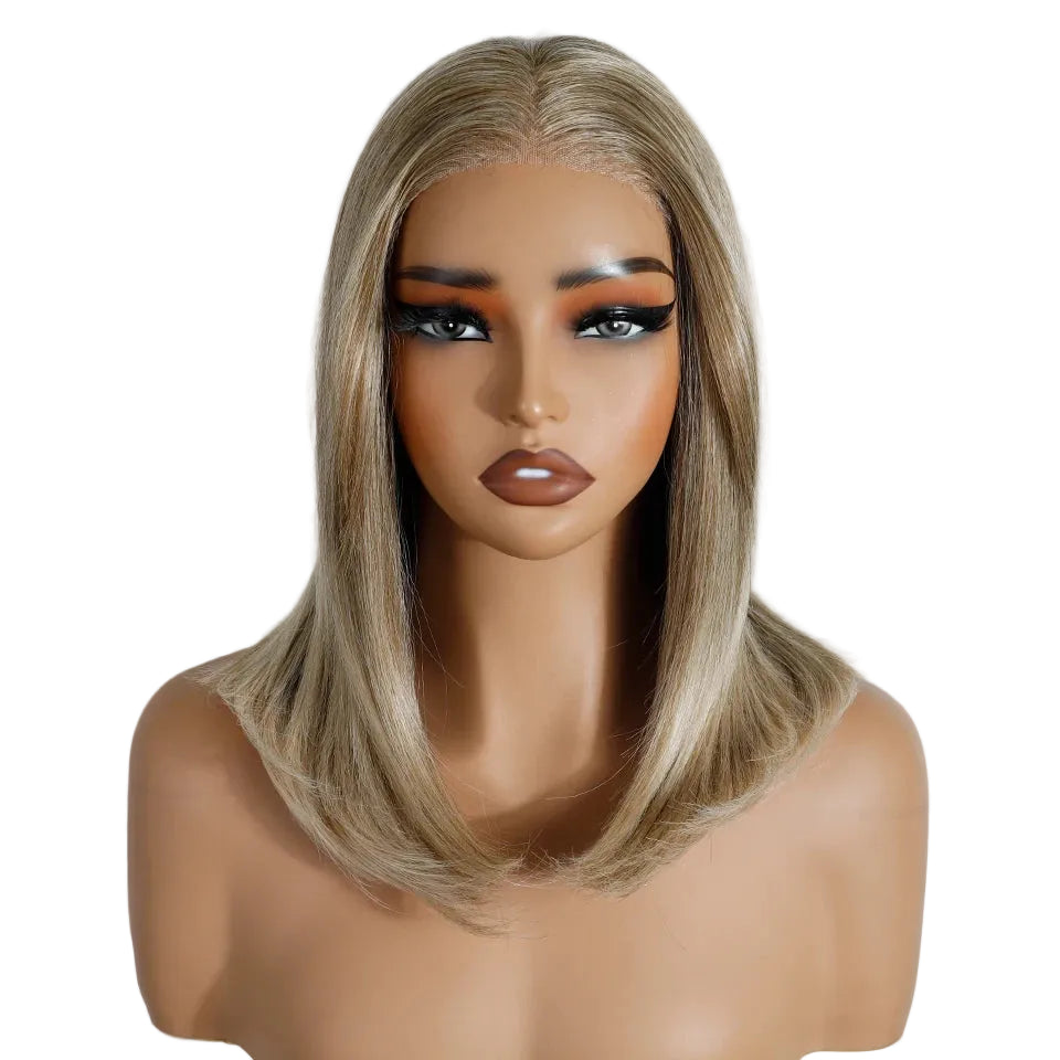 Blonde Straight Layered 13X3 Free Part Bob Synthetic Lace Wigs