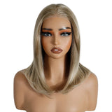 Blonde Straight Layered 13X3 Free Part Bob Synthetic Lace Wigs