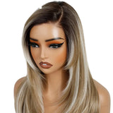 Brown Straight Layered 13X3 Free Part Bob Synthetic Lace Wigs