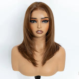 Brown Straight Layered 13X3 Free Part Bob Synthetic Lace Wigs