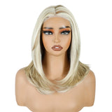 White Straight Layered 13X3 Free Part Bob Synthetic Lace Wigs