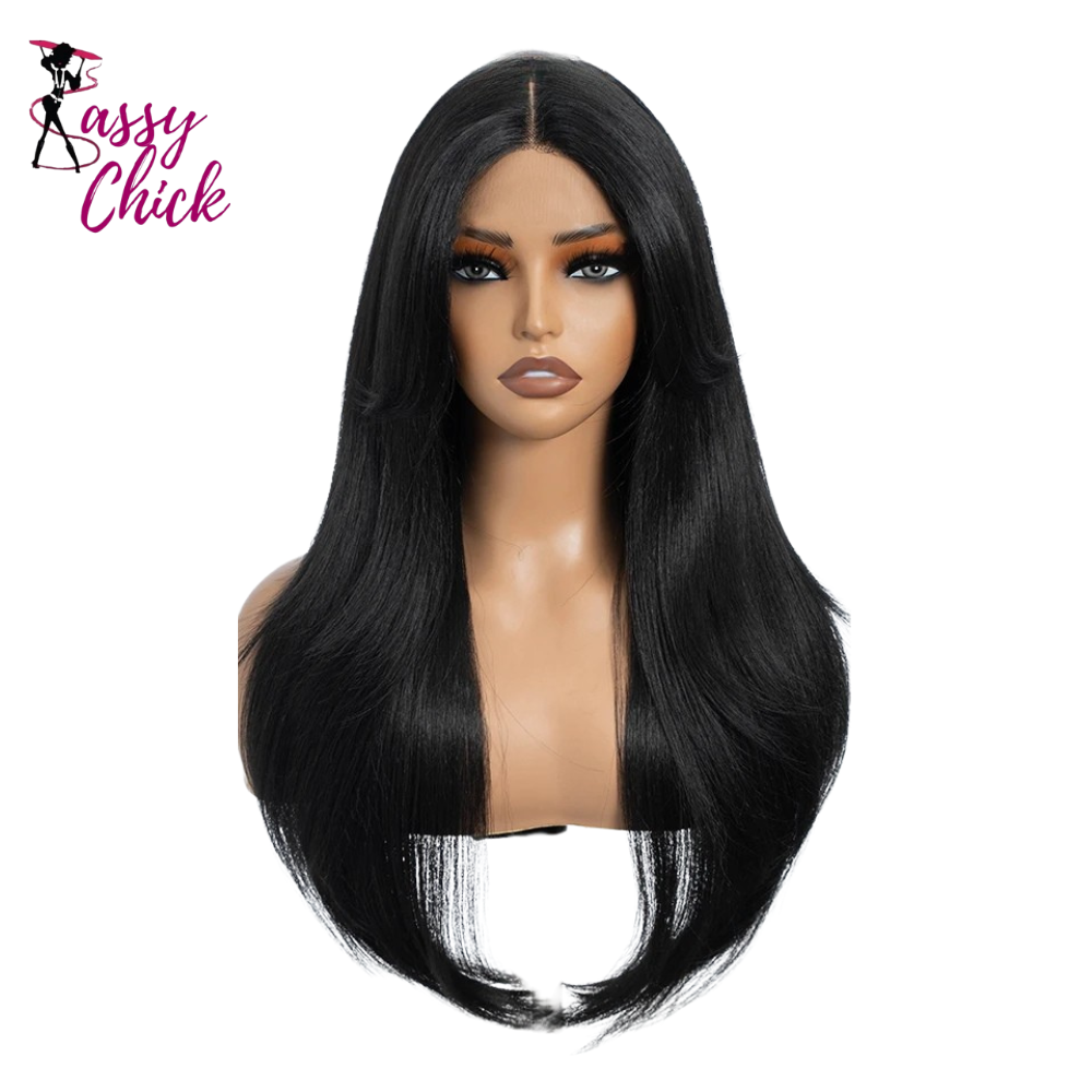 Straight Layered Pre Plucked Synthetic Lace Front Wigs Sassy Chick Logo
