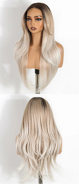 White Straight Layered Pre Plucked Synthetic Lace Front Wigs