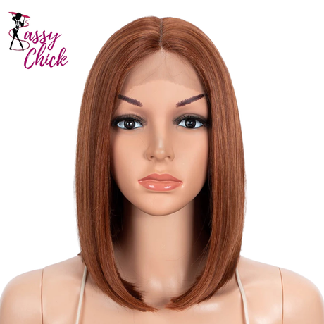 Straight Middle Part Lace Short Bob  Synthetic Wigs Sassy Chick Logo