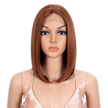 Orange Straight Middle Part Lace Short Bob  Synthetic Wigs