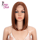 Straight Short Bob Synthetic Middle Part Lace Wigs Sassy Chick Logo