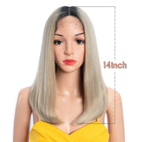 Straight Synthetic Wig  22" Brown grey