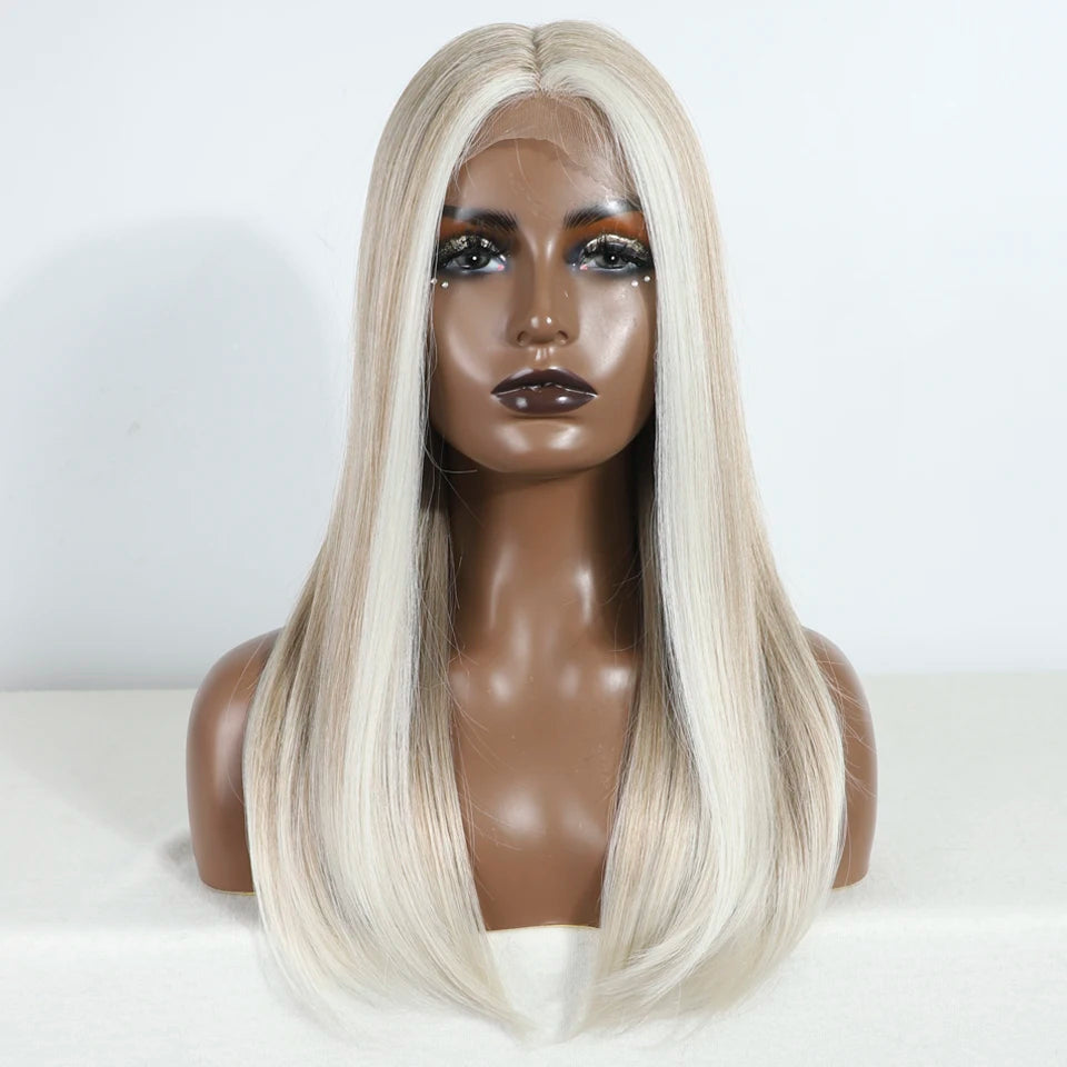 Straight Synthetic Wig  22" Brown white