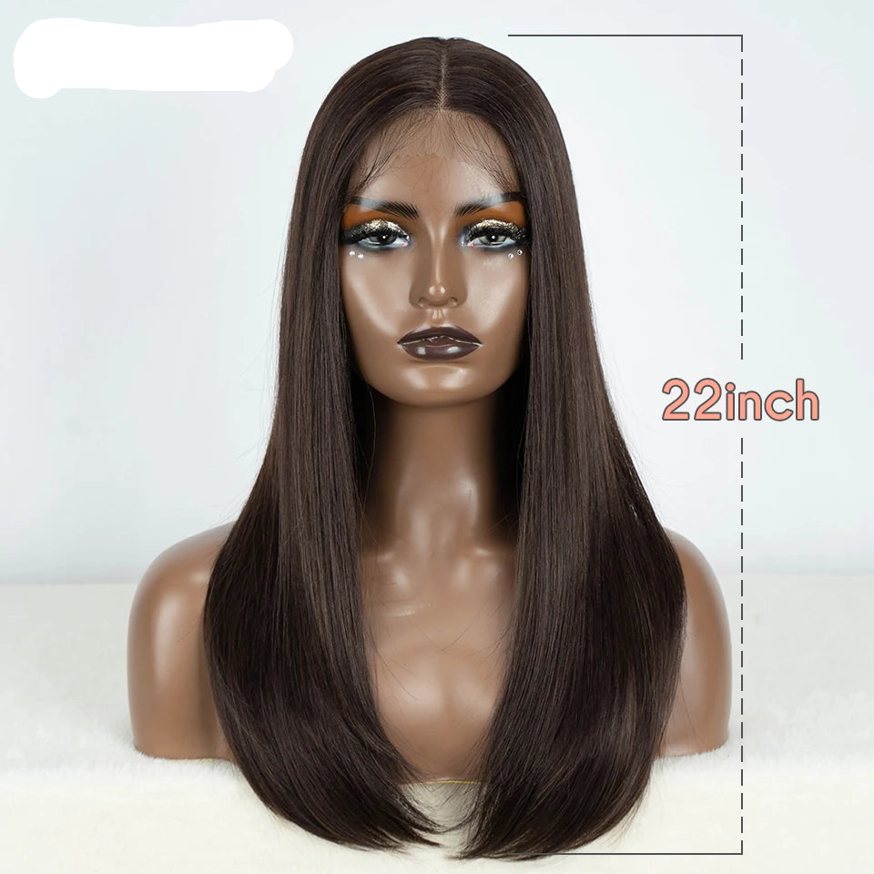 Straight Synthetic Wig  22" Brown black