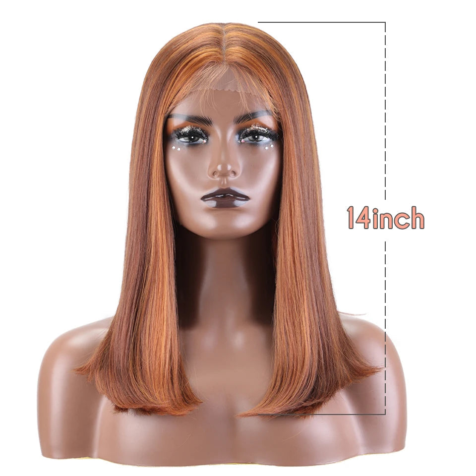 Straight Synthetic Wig  22" Brown orange