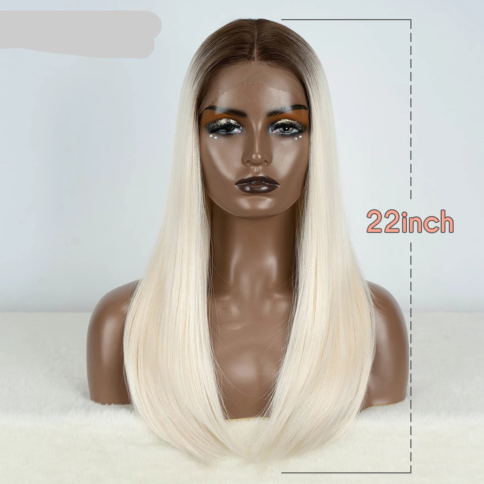 Straight Synthetic Wig  22" Brown white