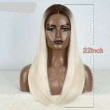 Straight Synthetic Wig  22" Brown white