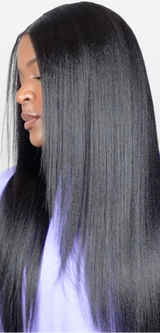 Straight V Part Hair Clip-in Human Hair Wigs Black