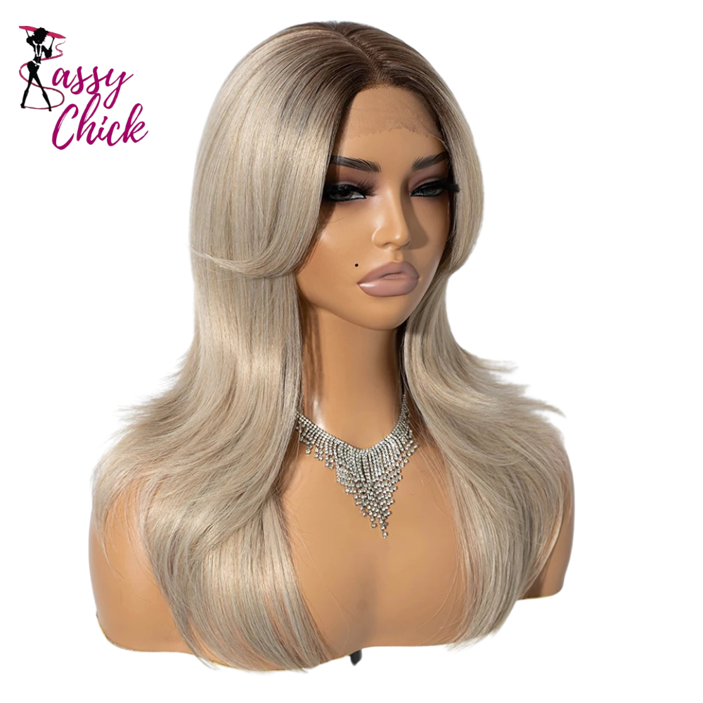 Straight With Bangs 20 Inch Synthetic Lace Front Wigs Sassy Chick Logo