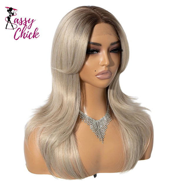 Straight With Bangs 20 Inch Synthetic Lace Front Wigs Sassy Chick Logo