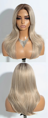 White Straight With Bangs 20 Inch Synthetic Lace Front Wigs