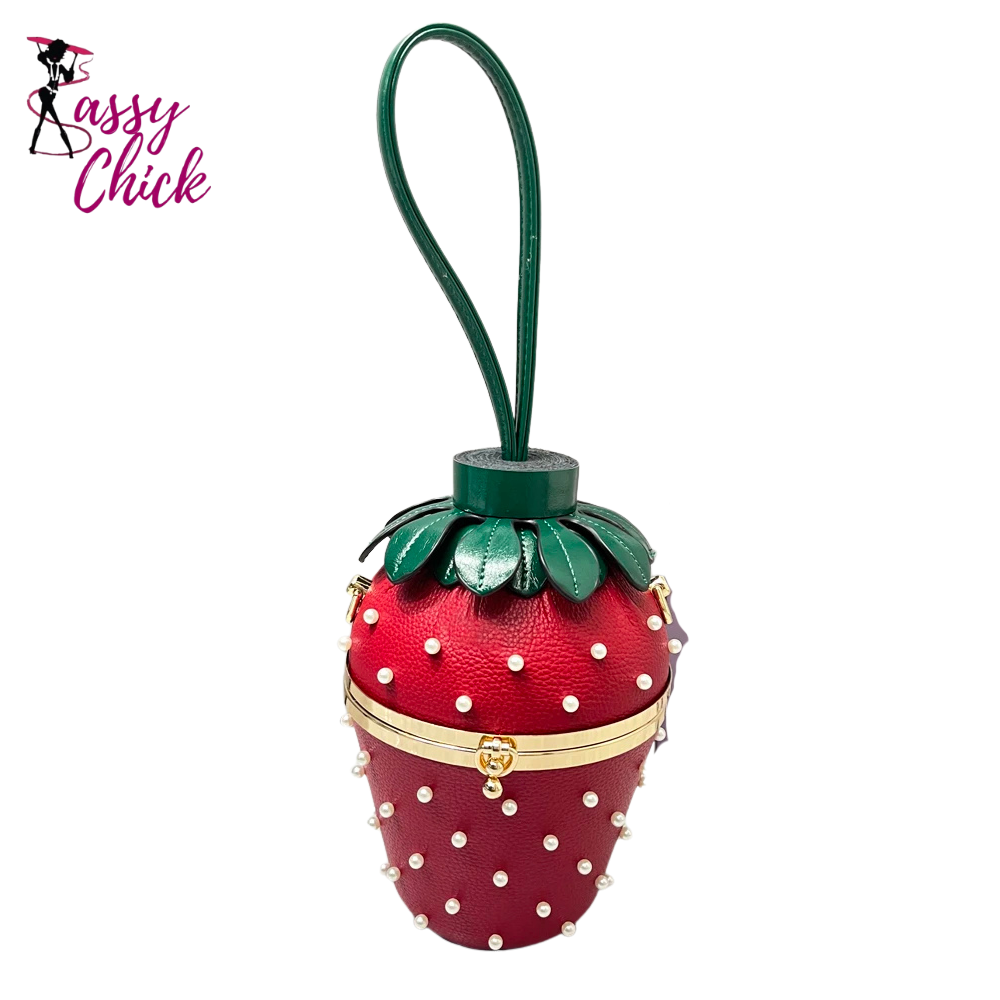 Strawberry Luxury Designer Evening Clutch Purses Handbag Sassy Chick Logo