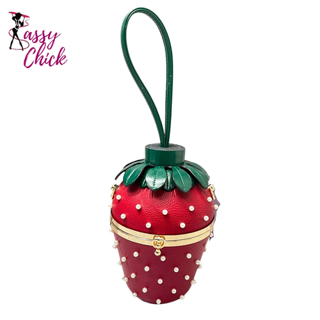 Strawberry Luxury Designer Evening Clutch Purses Handbag Sassy Chick Logo