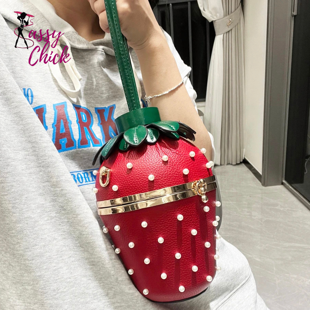 Strawberry Luxury Designer Evening Clutch Purses Handbag Sassy Chick Logo