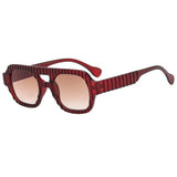 Red Stripe Design UV Protection Square Frame Sunglasses