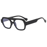 Black Clear Lens Stripe Design UV Protection Square Frame Sunglasses