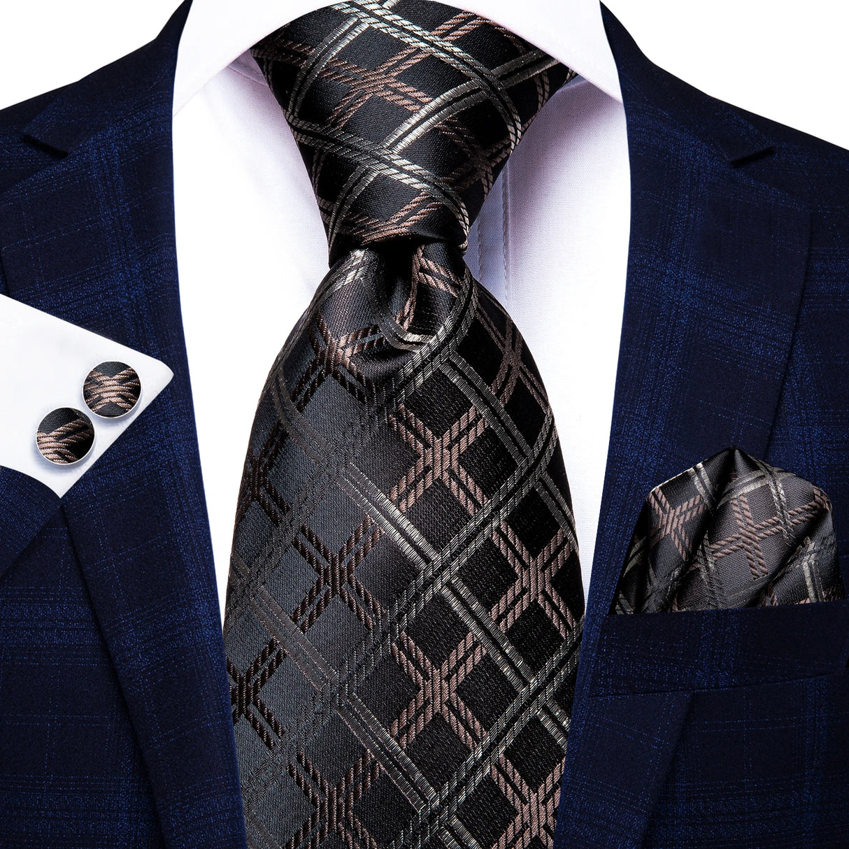 black brown square necktie 
