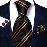 black gold line design necktie 