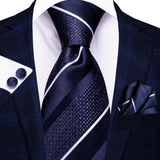 blue white line necktie 
