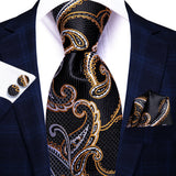 black gold floral design necktie 