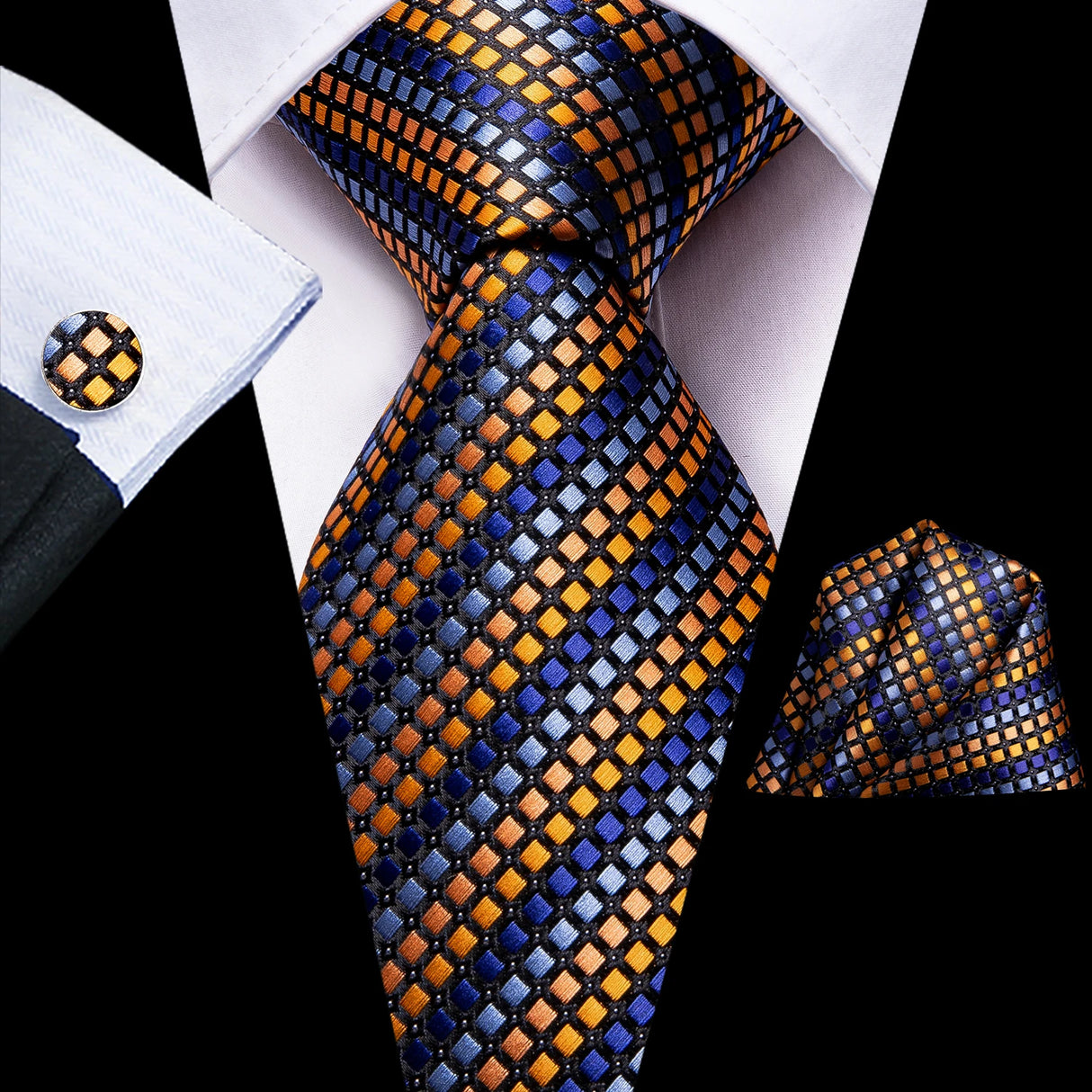 multi color small square design necktie 