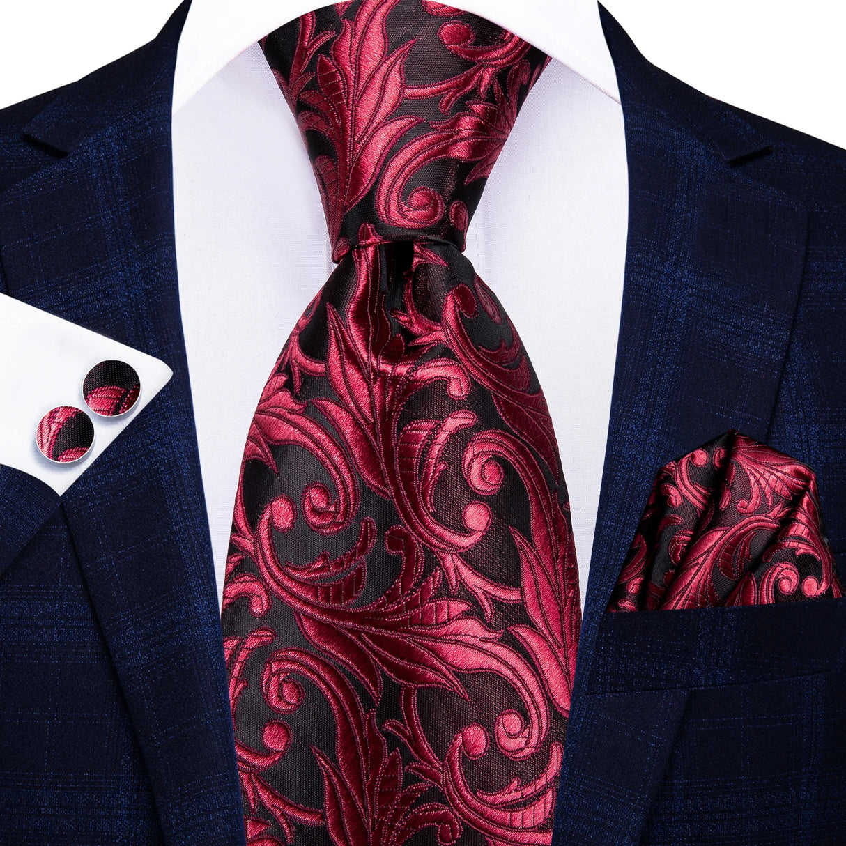 red floral necktie