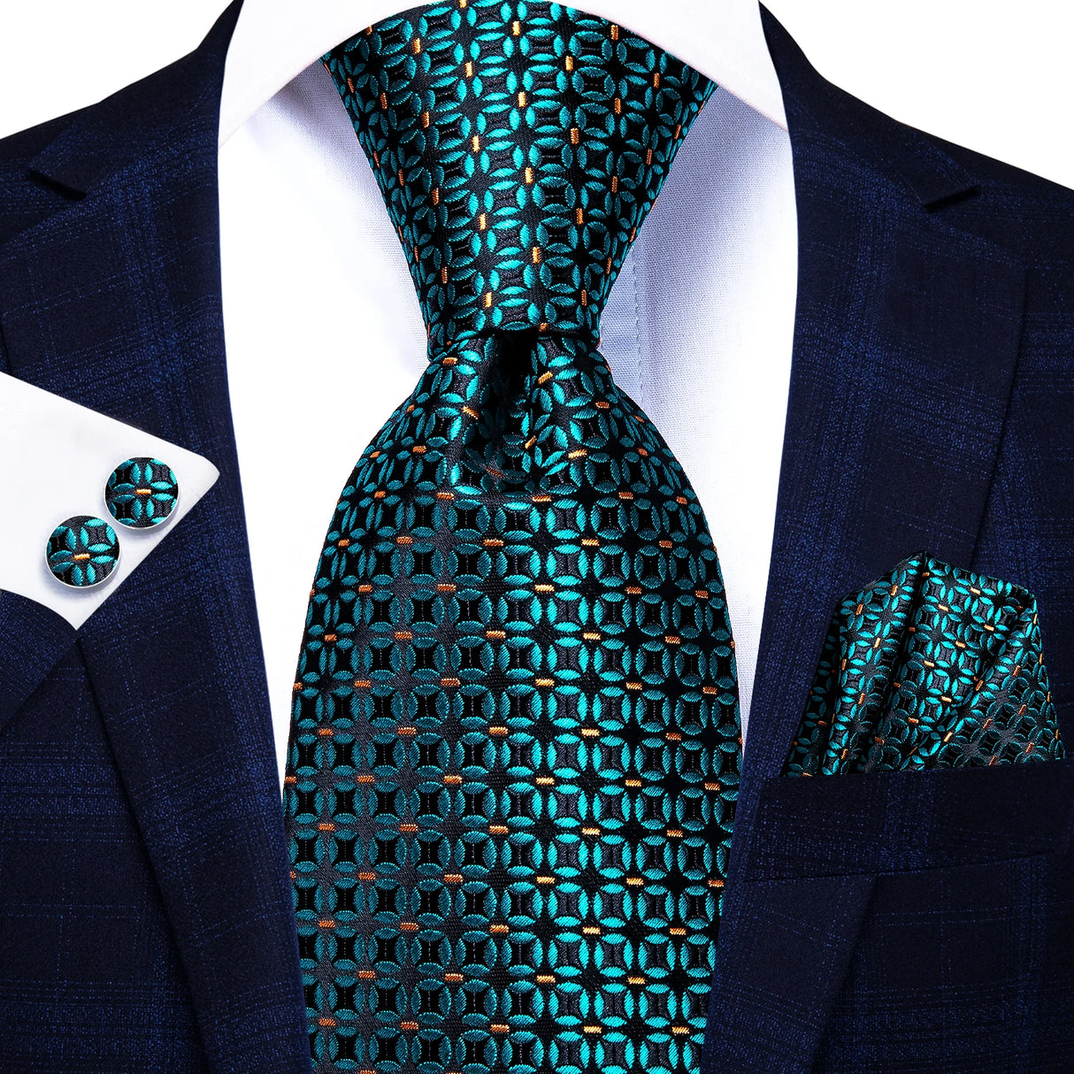 geometric green necktie 