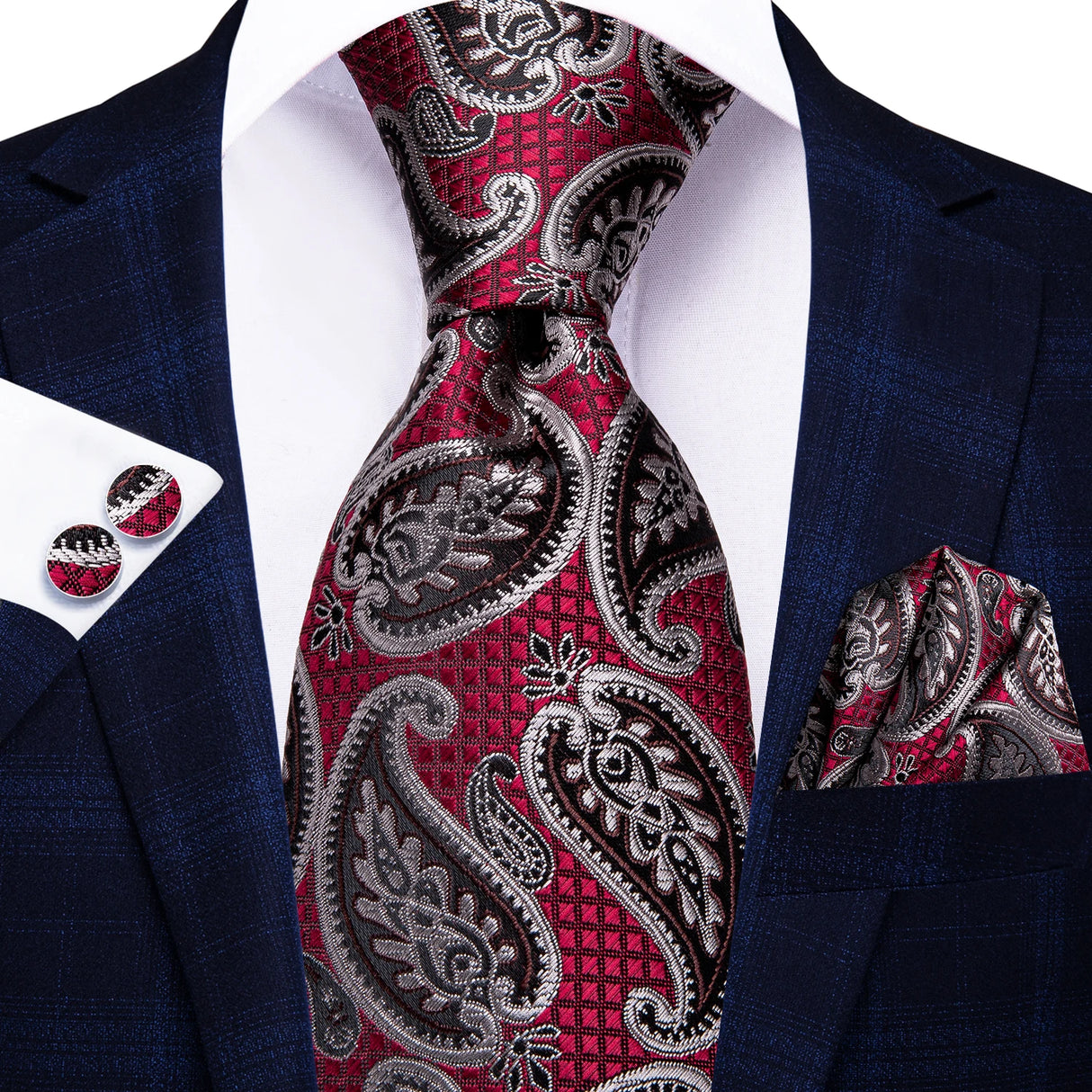 red black floral design necktie