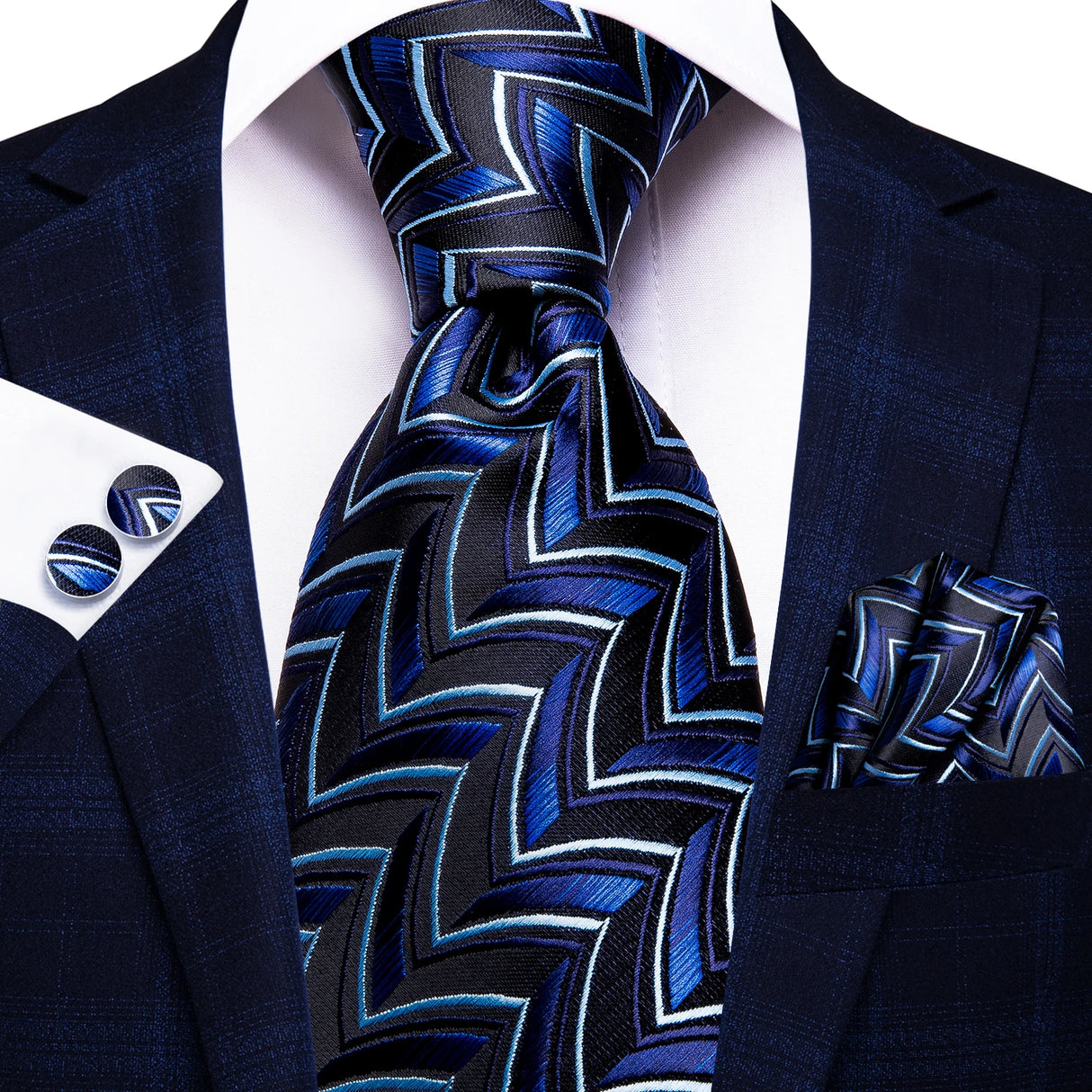 blue geometric necktie 