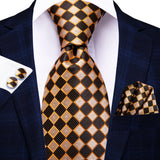 gold black geometric necktie 