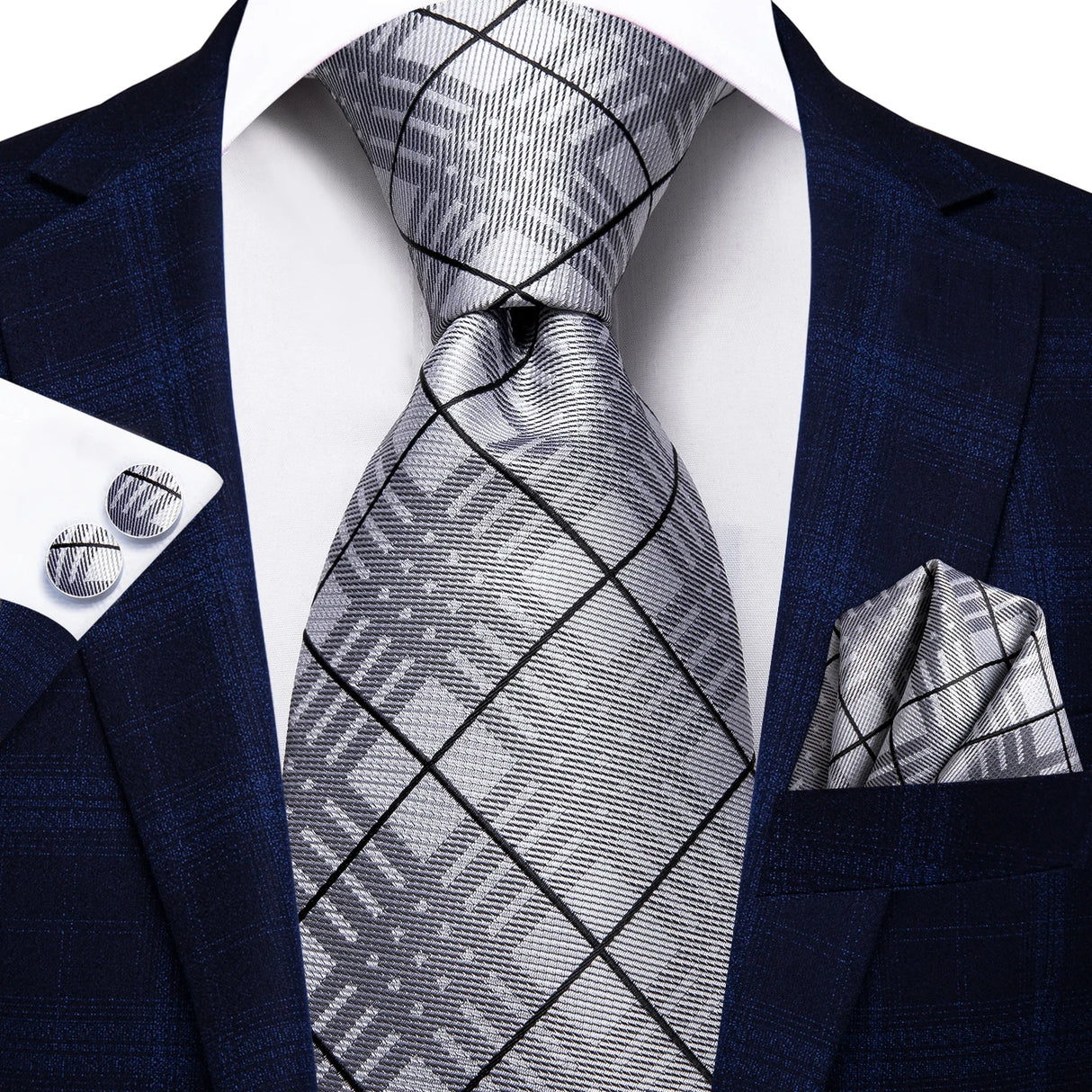 grey necktie 