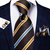 orange blue brown necktie 