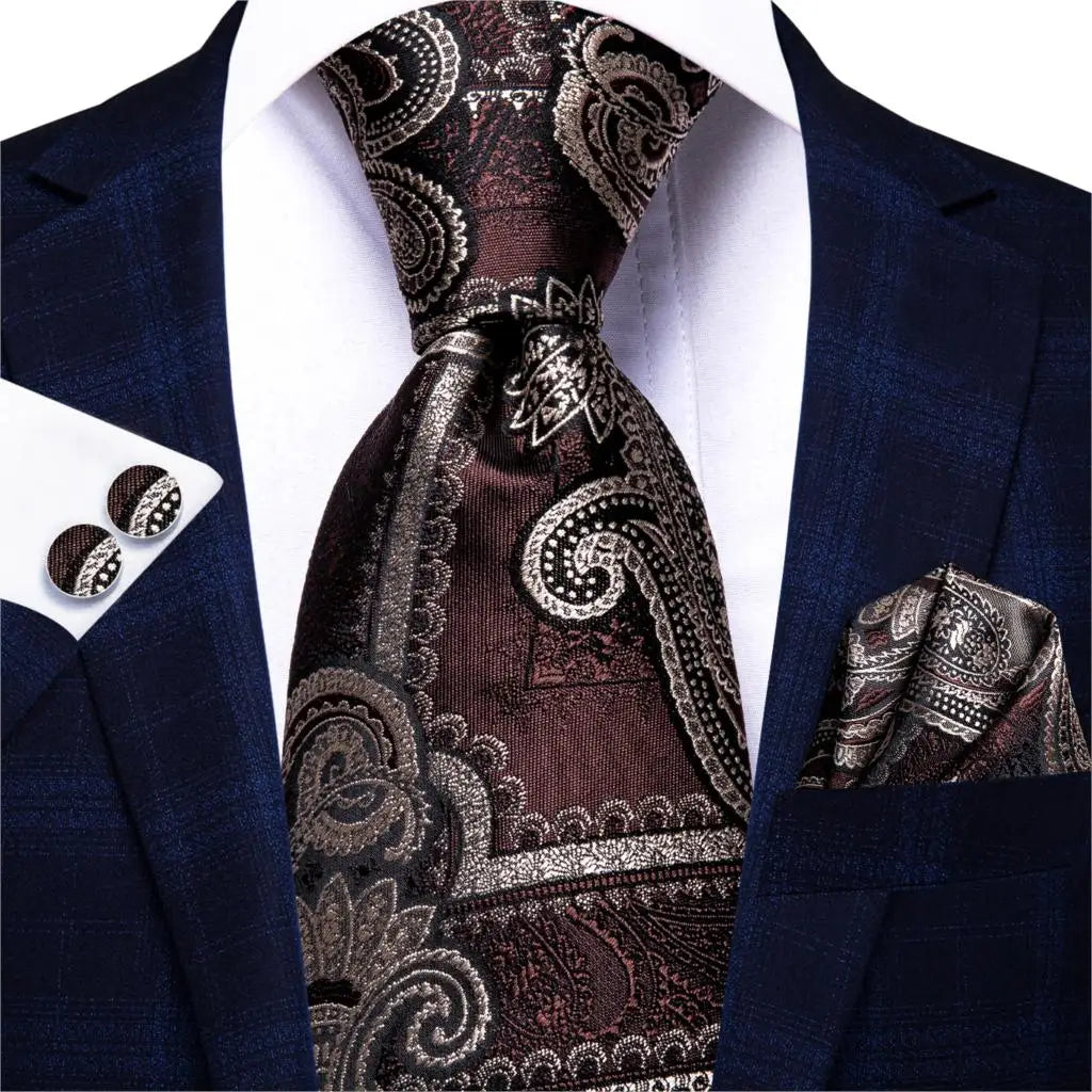 brown floral design necktie 
