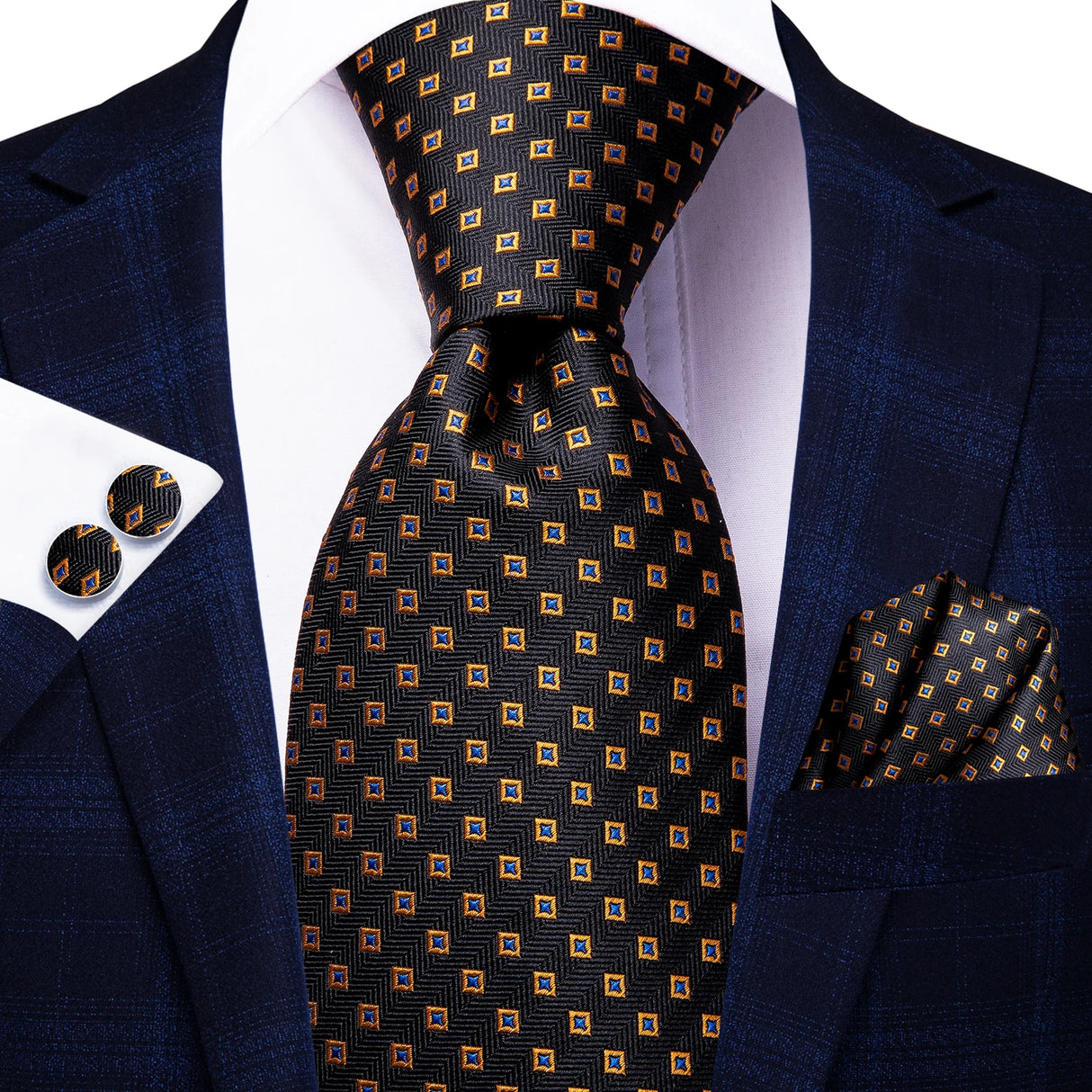 black gold square necktie