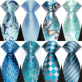 Collection of Stripes Floral Classic Green Blue Plaid Jacquard Woven Necktie