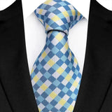 Stripes Floral Classic Green Blue Plaid Jacquard Woven Necktie