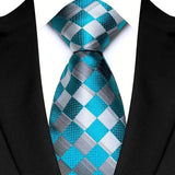 Stripes Floral Classic Green Blue Plaid Jacquard Woven Necktie