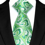 Stripes Floral Classic Green Blue Plaid Jacquard Woven Necktie