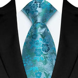 Stripes Floral Classic Green Blue Plaid Jacquard Woven Necktie
